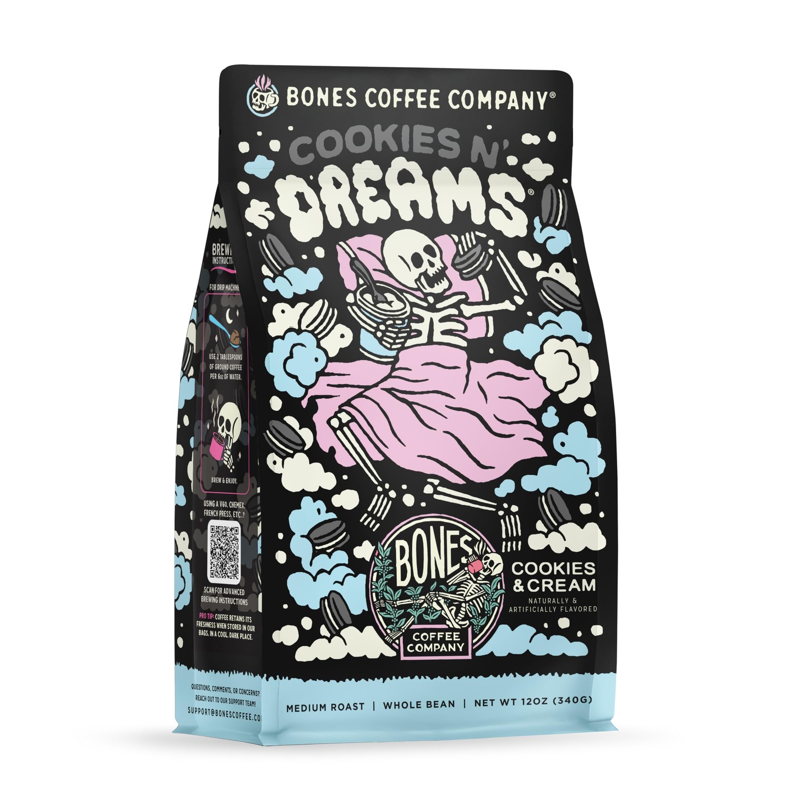 Cookies ‘N Dreams Cookies and Cream Flavored Coffee, Medium Roast Low Acid Ar…