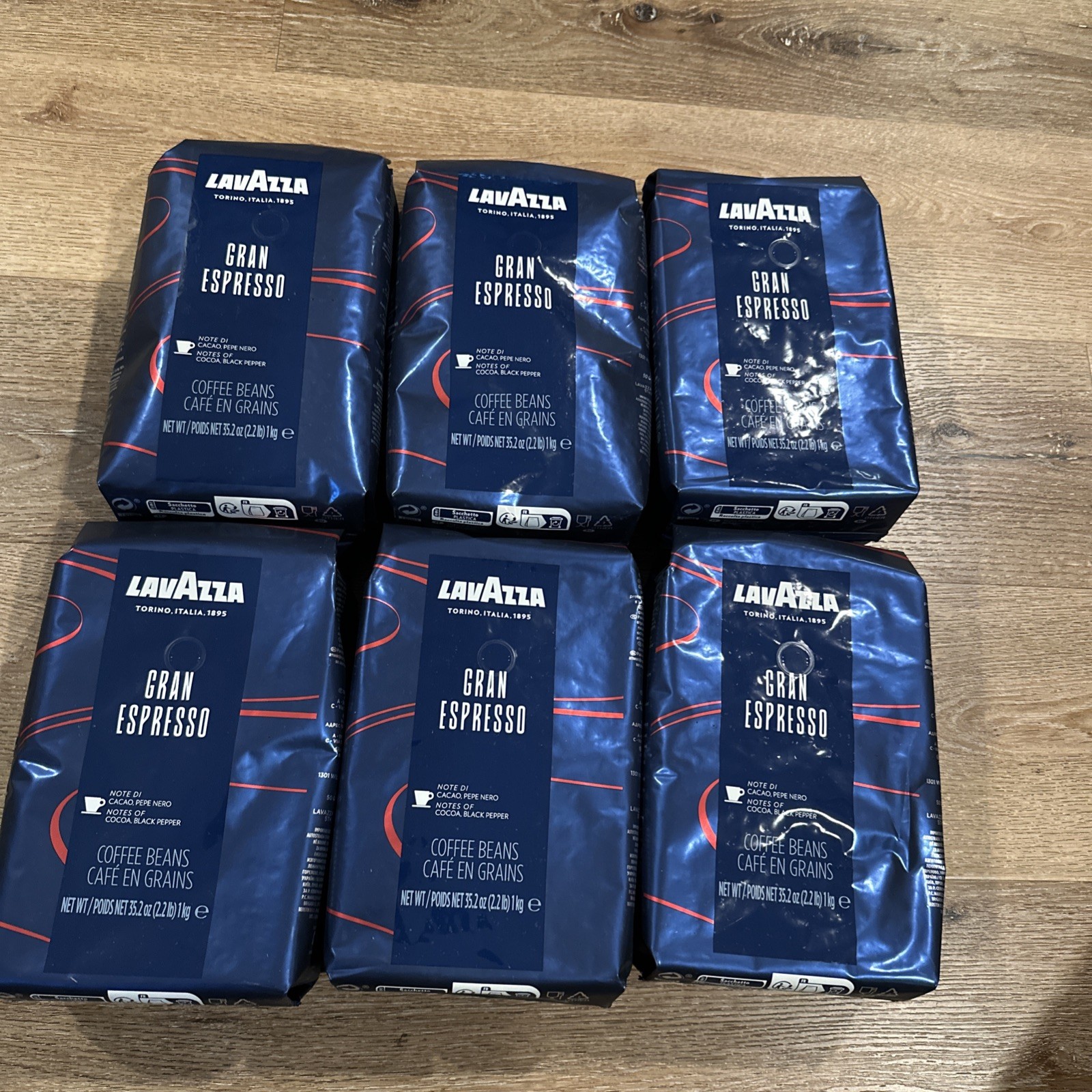 Lavazza medium roast Grand Espresso Whole Bean Coffee, Pack Of 6 2.2 Lbs Each