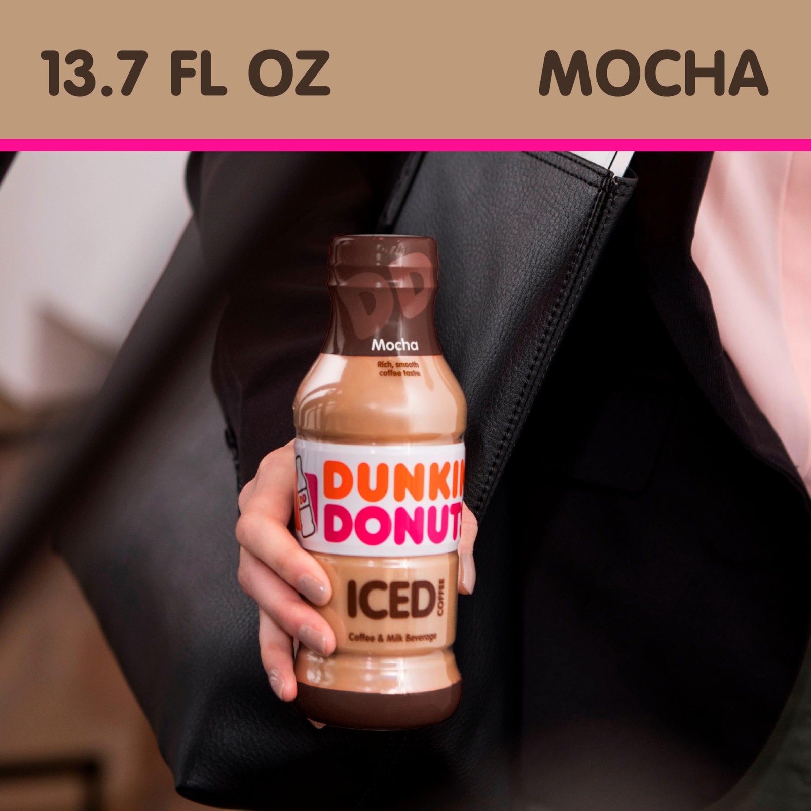 Dunkin’ Mocha Iced Coffee Bottle, 13.7 fl oz, 12 Pack