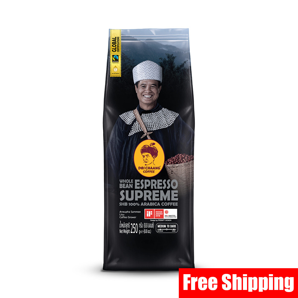 Doi Chaang Espresso Supreme 100% Arabica Coffee Medium to Dark 250g (Whole Bean)