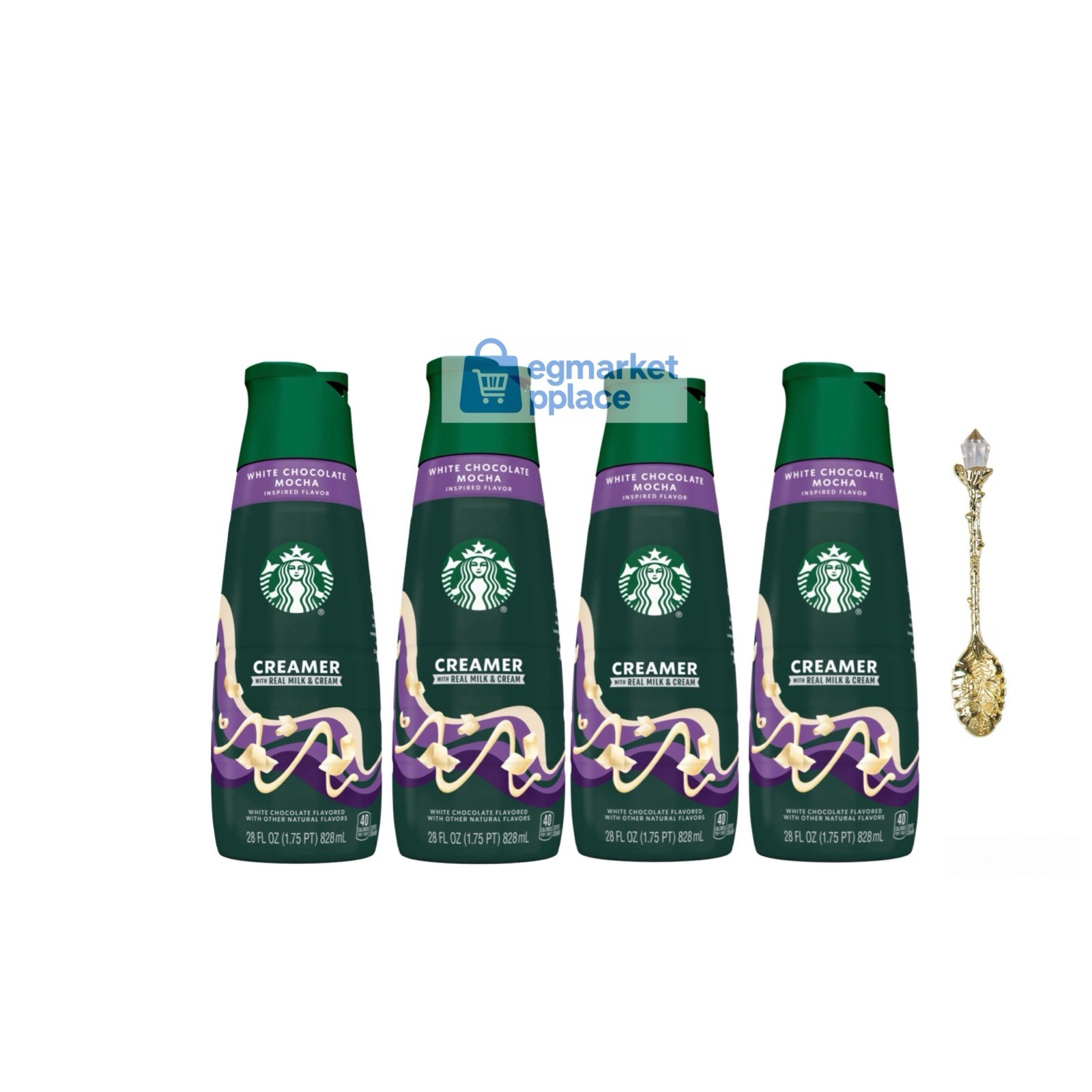Starbucks White Chocolate Mocha Creamer 4Pack With Elegant Spoon/ Free Shipping