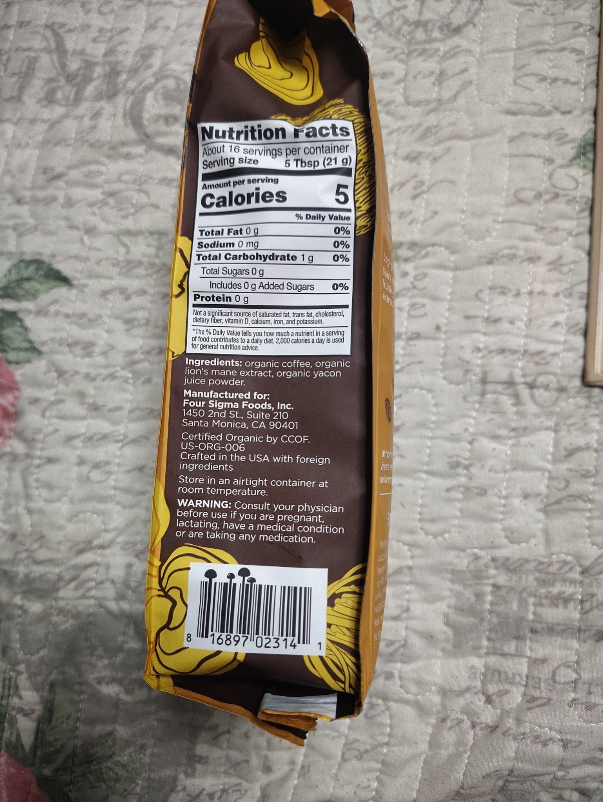 Four Sigmatic Think Organic Coffee Lions Mane Shroom Whole Bean 12oz Exp 07/2026