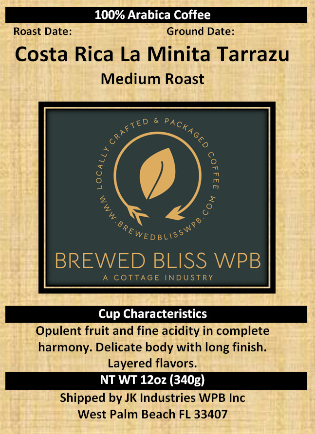 Roasted on Demand Coffee: Costa Rica La Minita Tarrazu