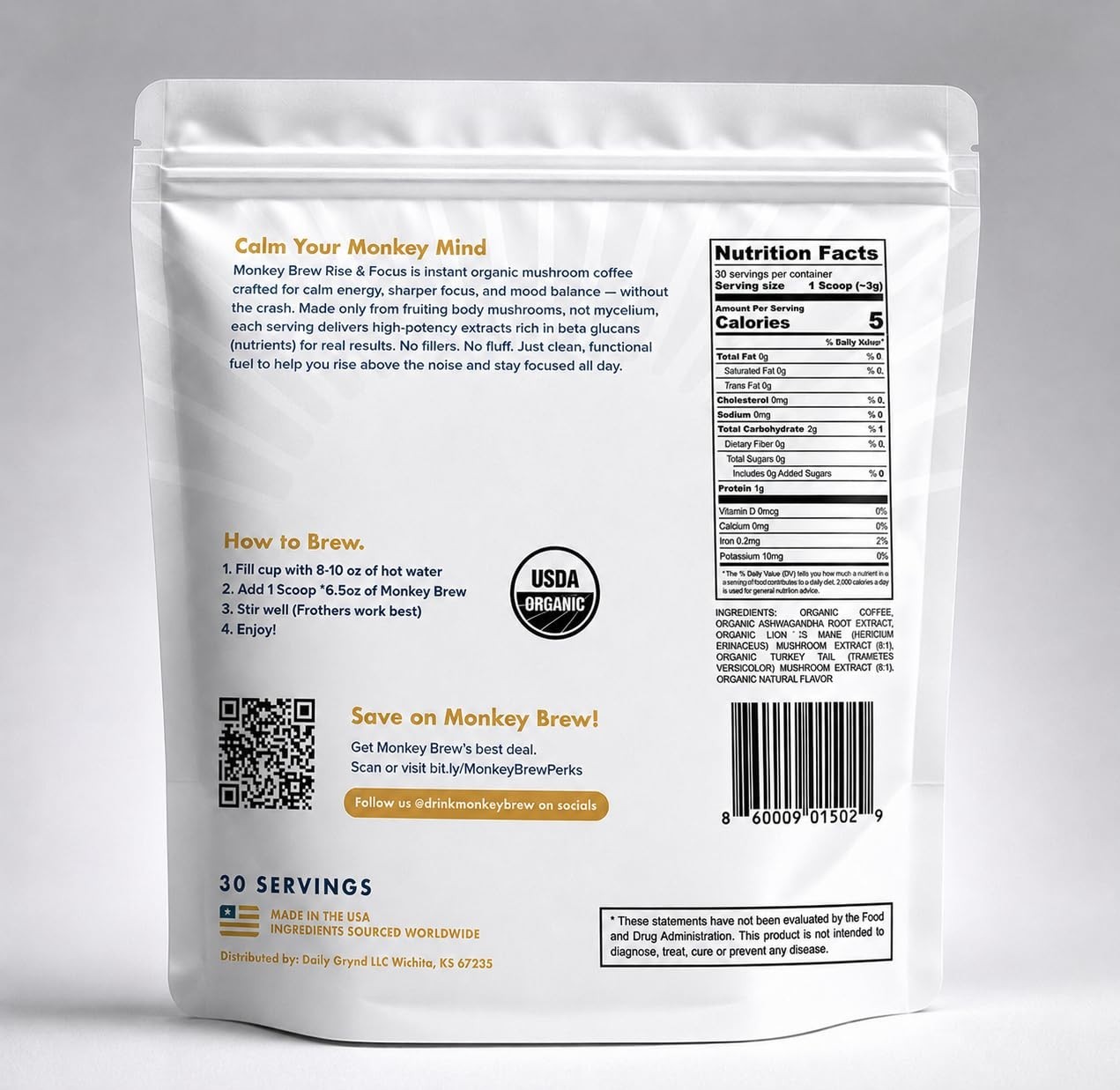Organic Mushroom Coffee Powder Supports Focus & Energy