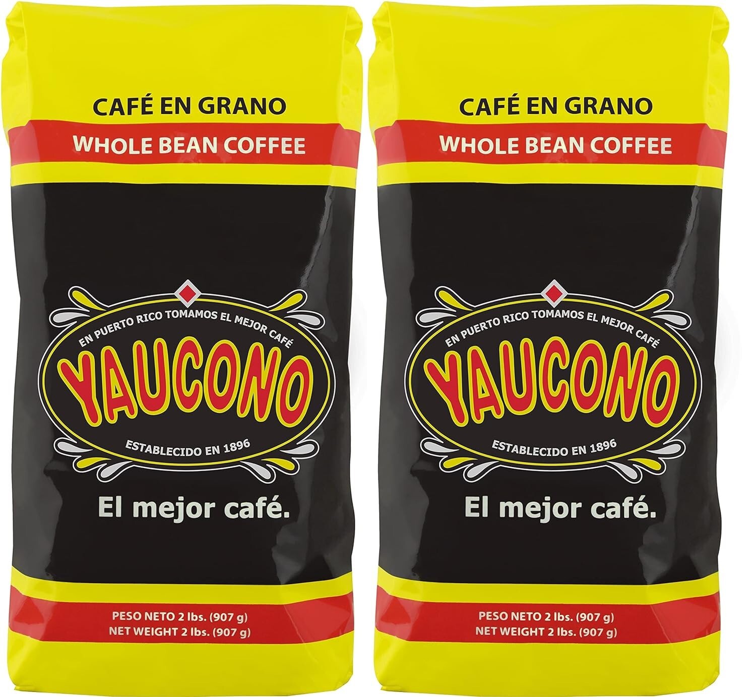 Yaucono Whole Bean Coffee, Medium Roast, Fresh From Puerto Rico, 2 Pound, 2 Pack