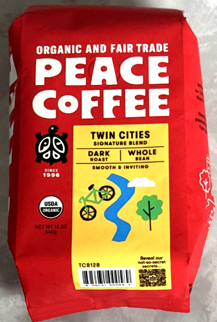 ***12oz*** Peace Coffee TWIN CITIES Signature Blend DARK Roast Whole Bean Coffee